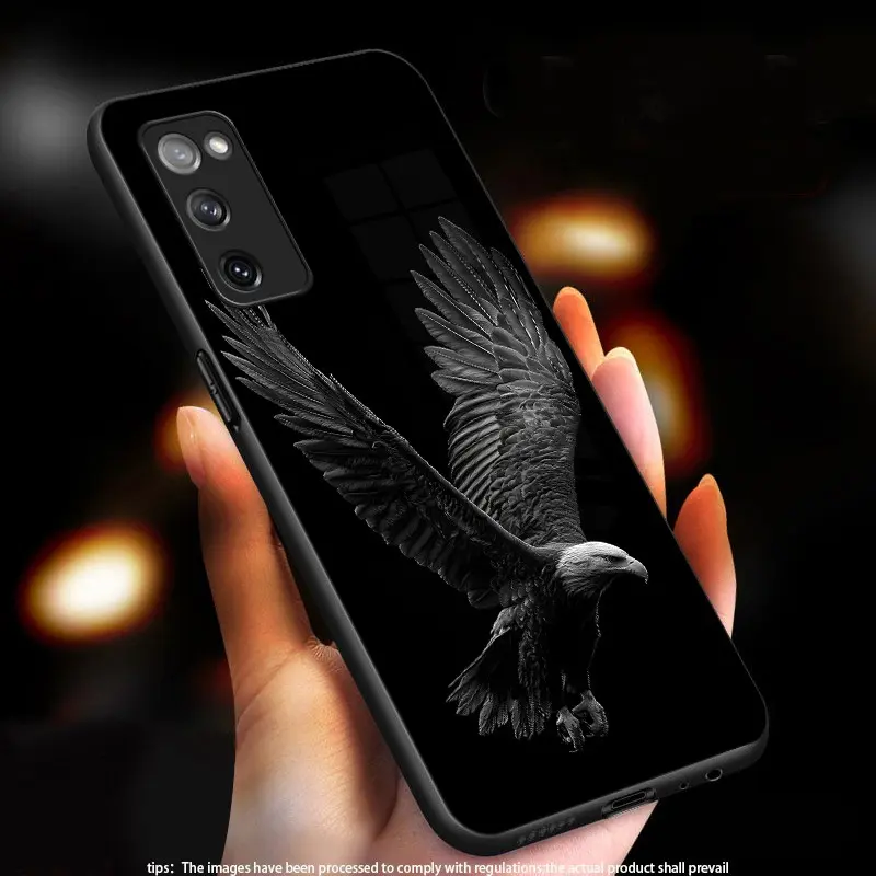 Soaring eagle pattern design suitable for Samsung Galaxy S7,S7 Edge,S8,S8+,S9,S9+,S10,S10e,S10 Lite,S10+,S20,S20 FE,S20+,S20 Ultra,S21,S21 FE,S21+,S21 Ultra Hard Case Glass texture Simple design Phone Case