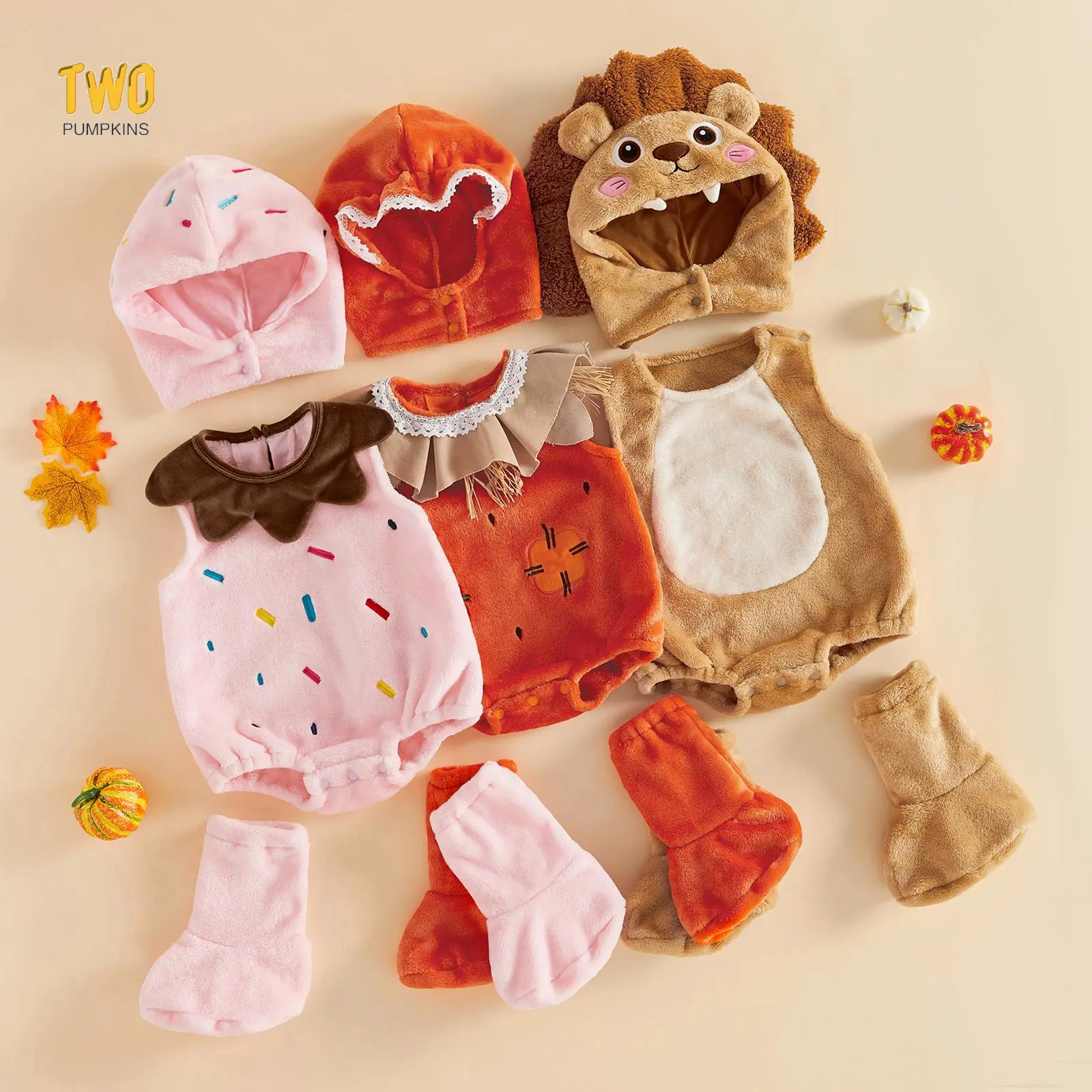 Infant Girl Boy Halloween Costume Fleece Sleeveless Bubble Romper Hat And Socks Set