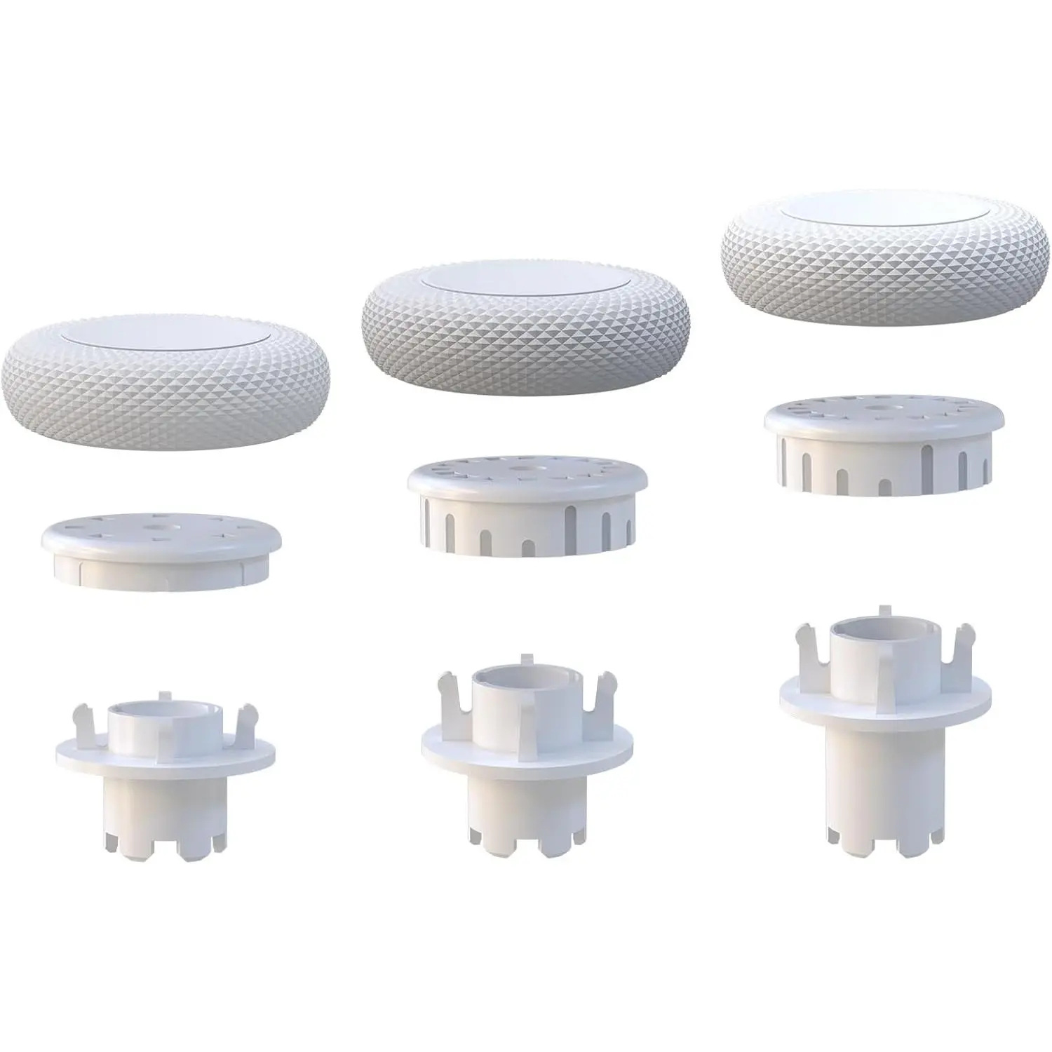 Controller Freaks for DualSense Edge, Height Adjustable Sticks for PS5 Pro Controller, 1 Low Rise(2 Heights), 1 Mid Rise(4 Heights), 1 High Rise(4 Heights) (White)