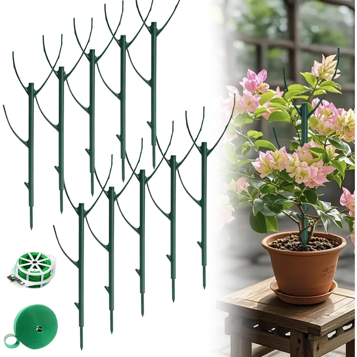 10 Pack Stackable  Monstera Support Stakes Heavy Duty Adjustable Garden Support Stakes for Indoor Outdoor Climbing , Potted , Vine, Tomato, Flower,   Holders