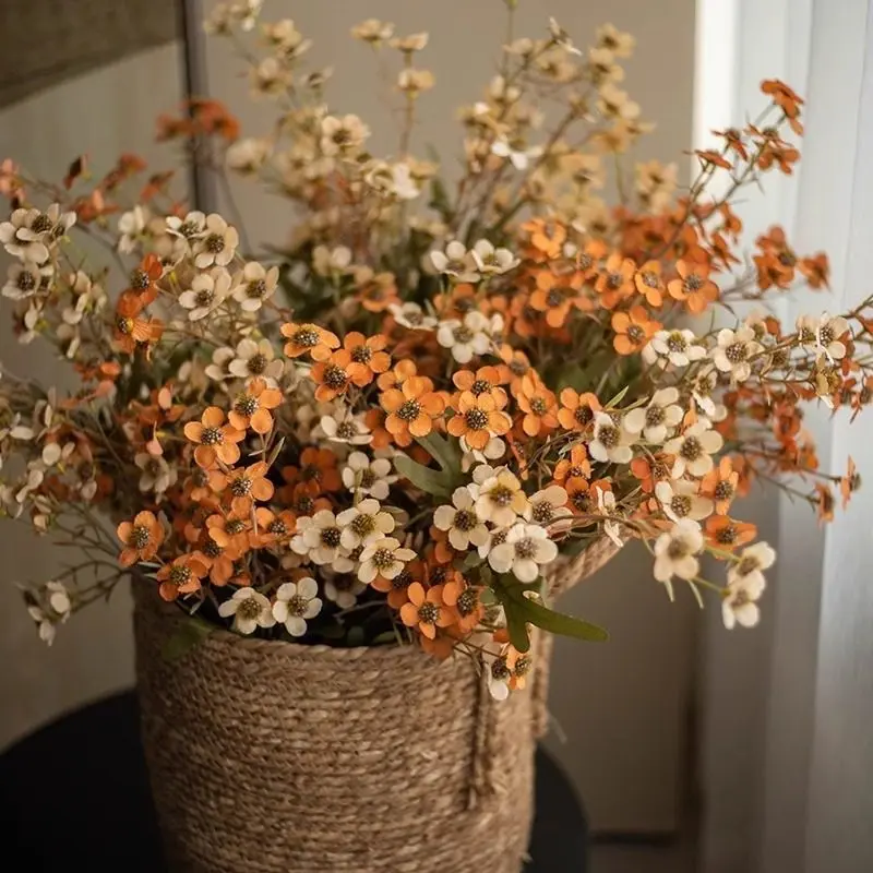 10pcs Small Su Mei Artificial Flowers, Autumn Simulation Flowers for Home Living Room Dining Room Study Desk Decoration, Halloween Christmas Wedding Party Garden Decor