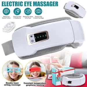 Smart Heated Eye Massager with Vibration, Heating, Airbag Compression, Bluetooth-compatible Music, 5 Massage Modes, Rechargeable, Foldable, Unisex