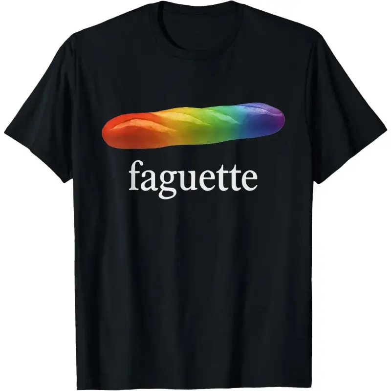 100% Cotton Unisex Cute Funny Baguette Rainbow Faguette LGBT Pride Month T-Shirt