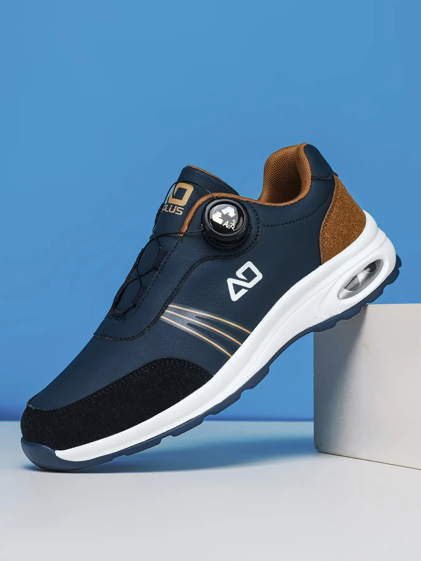 Men's Waterproof Golf Shoes, Rotating Buckle Air Cushion Sneakers, Lightweight Comfortable Athletic Footwear, Sports Shoes, All-Season Versatile Design