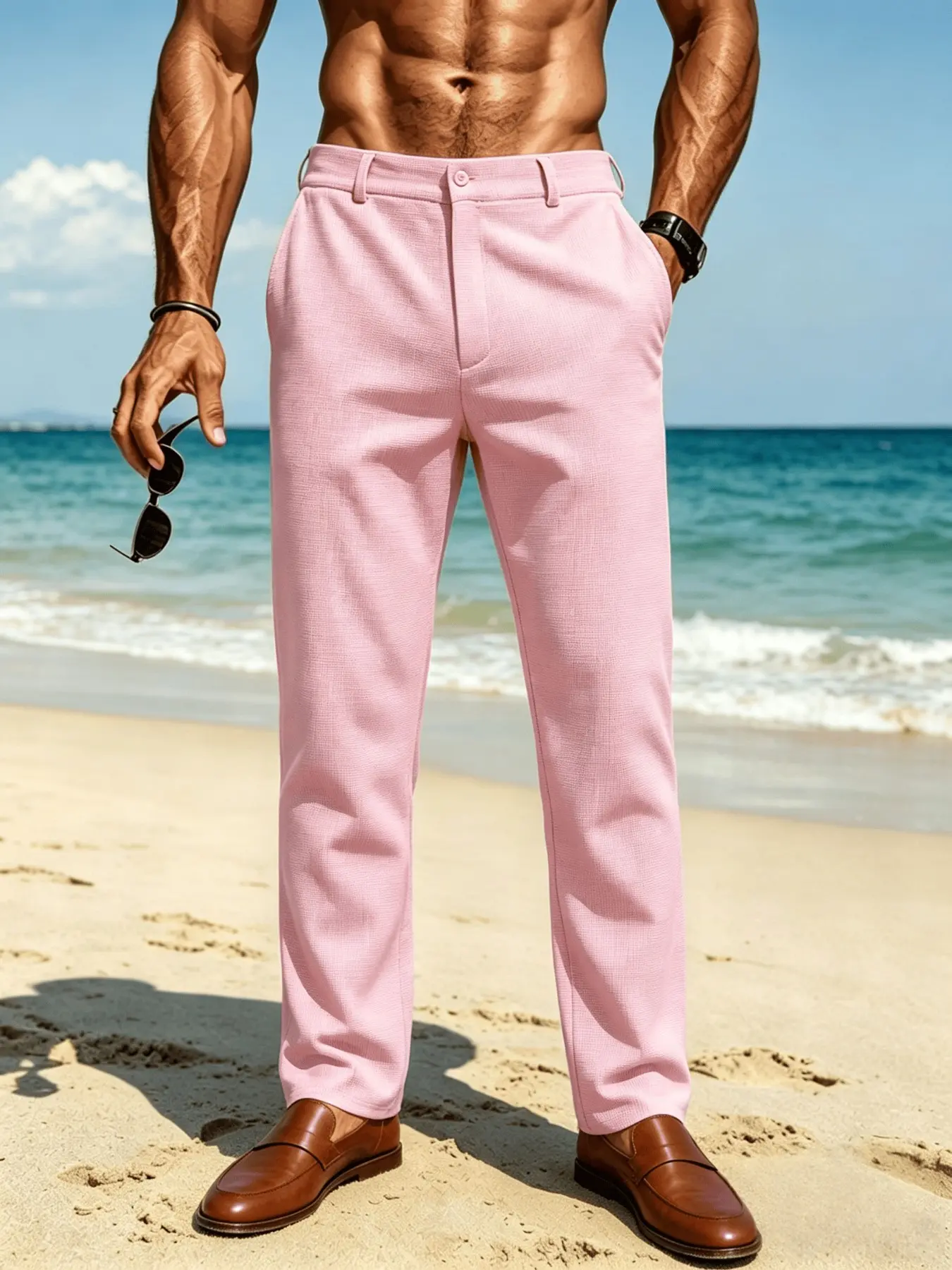 Men's loose long pants, breathable straight-leg suit pants, beach casual pants, Breathable sports trousers, men's all-season casual sports pants, suitable for daily leisure, golfing, mountain climbing and running and other outdoor activities