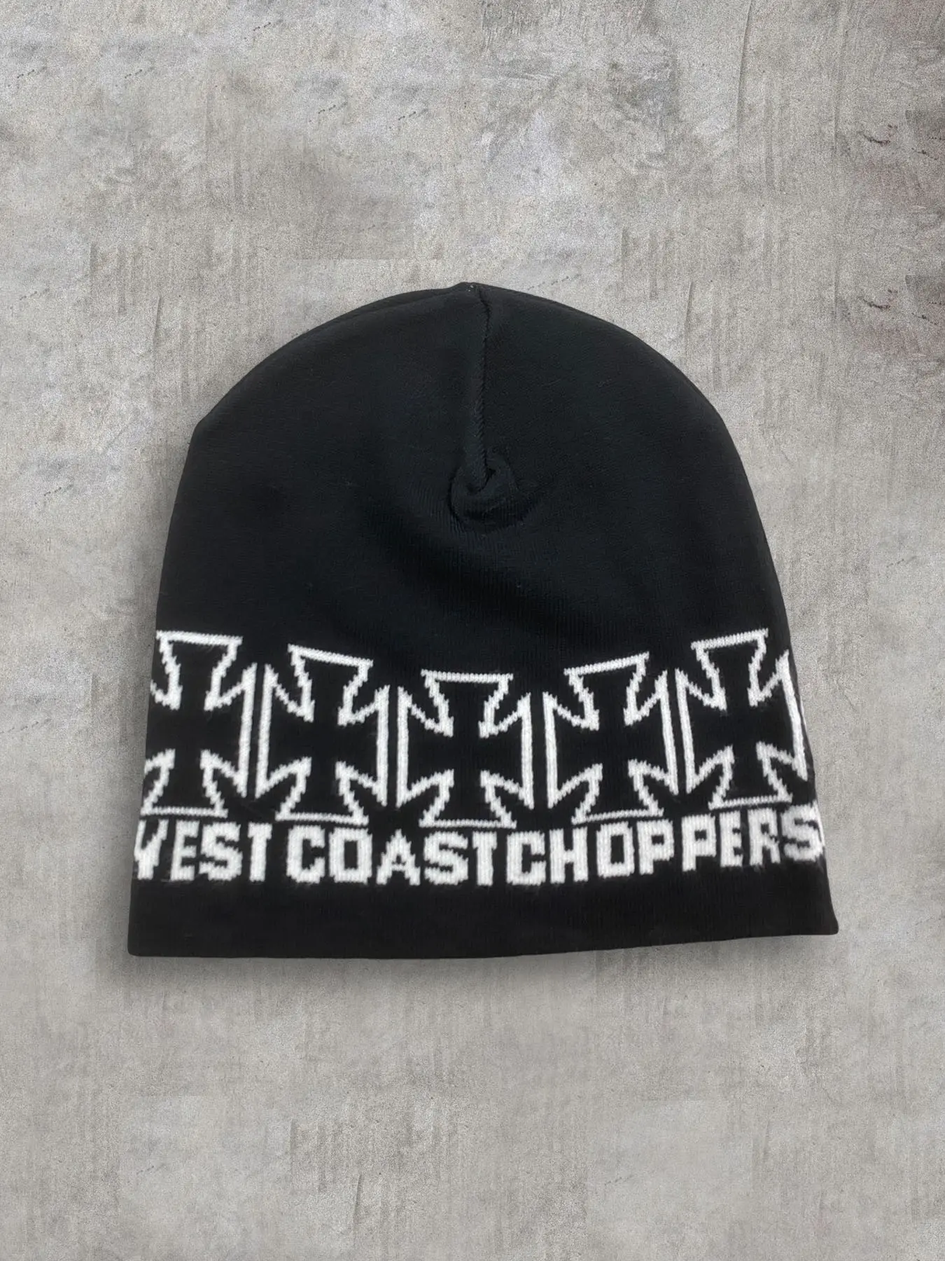 Trendy dark jacquard knitted hat, autumn and winter cold proof casual pullover hat