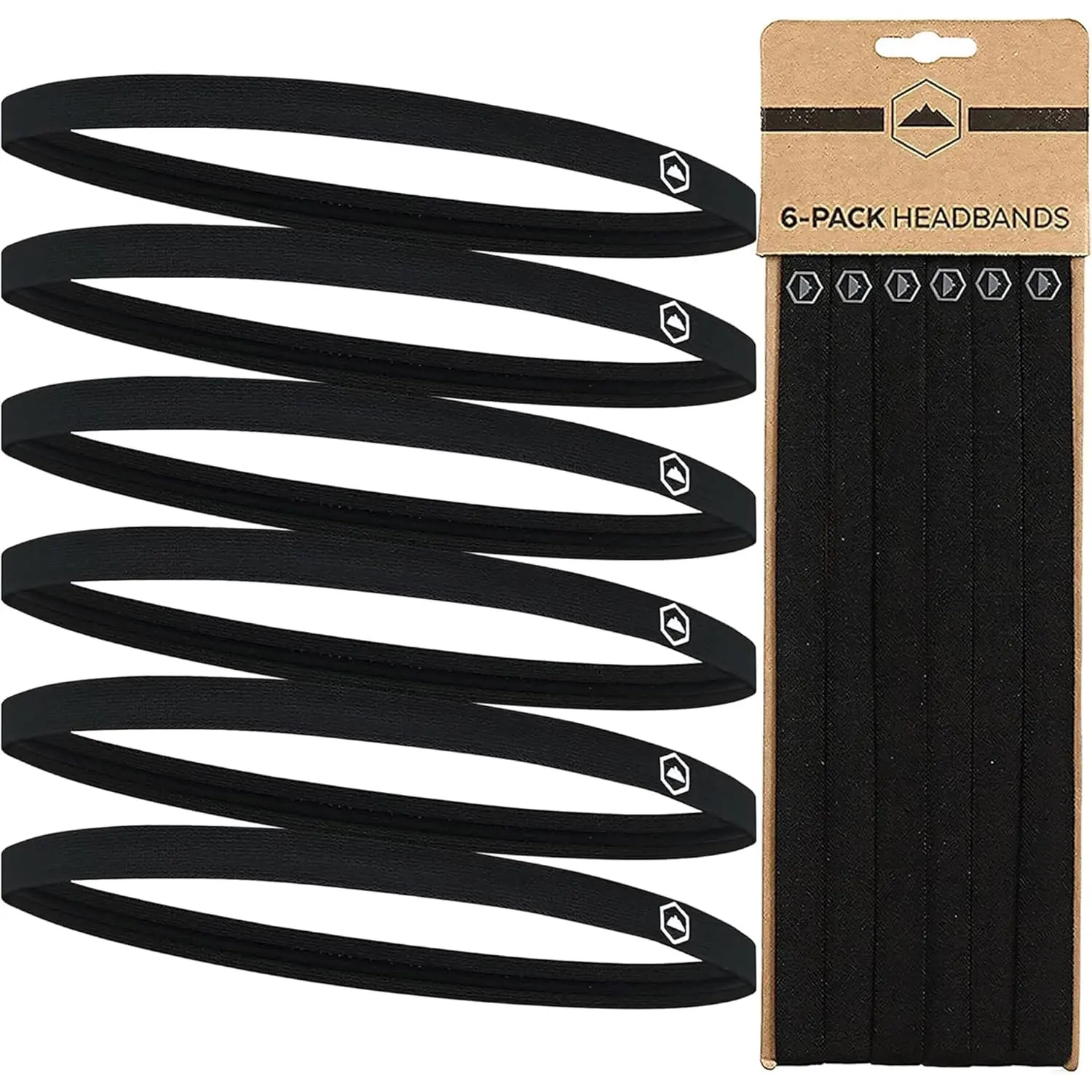 Thin Athletic Headbands for Women and Men, 6-Pack 1 Size Polyester Spandex Workout Wear with Non-Slip Grip for Running & Sports,back to school shopping, One Size