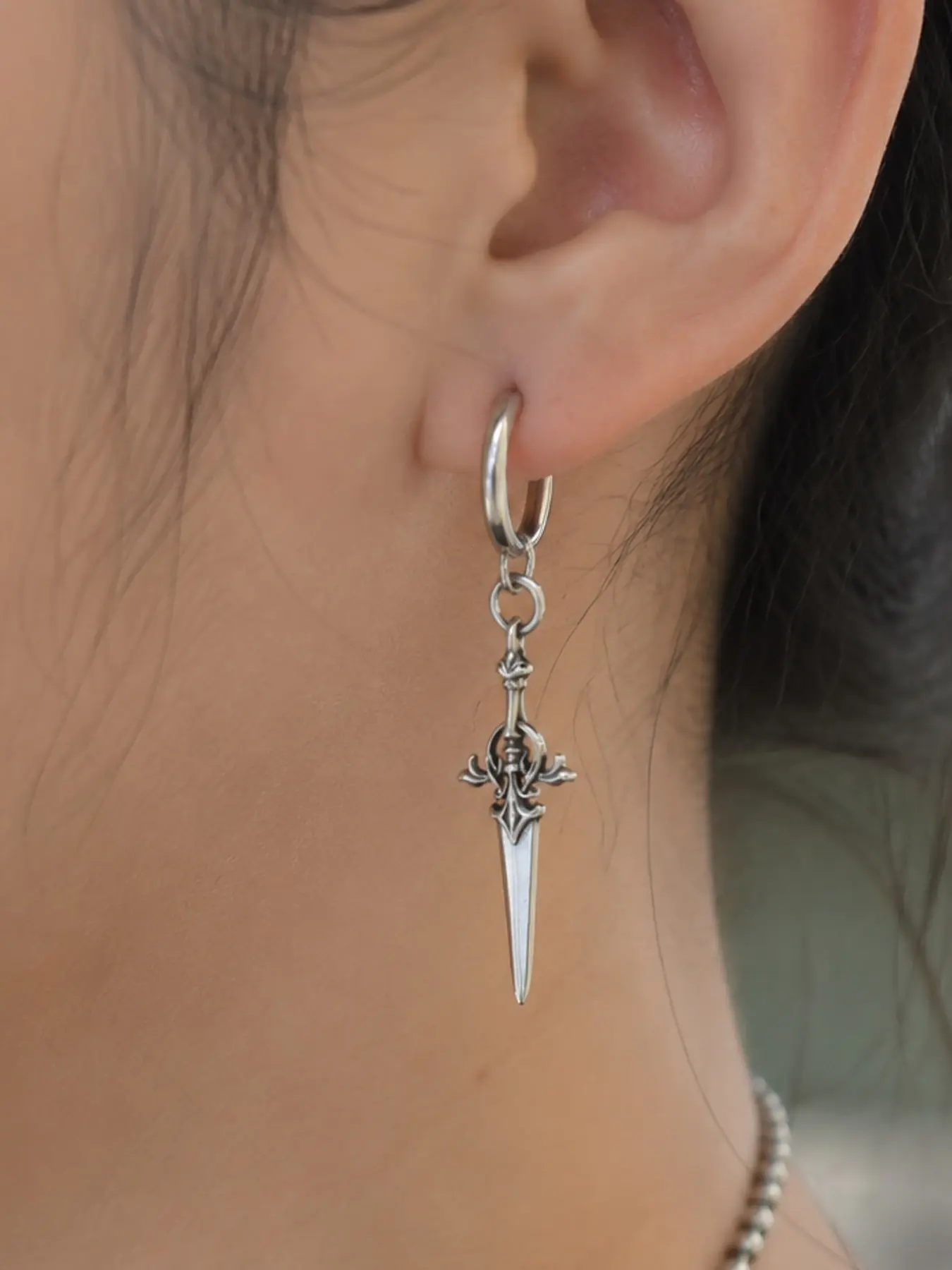 Gothic Punk Sword Pendant Earrings, Unique Dark Subculture Jewelry, Unisex Dangle Earrings for Men and Women, Trendy Accessories