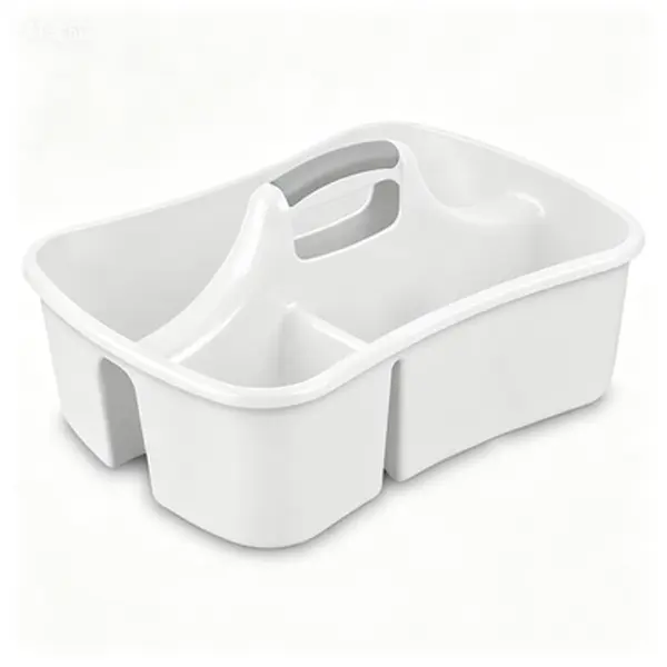 Plastic Portable Cleaning Caddy Organizer - Heavy-Duty Divided Compartment Carry Basket, 5-gal Multi-Functional Storage Tote with Comfortable Handle for Comfortable Use, 17.75x13.25x7.75in Extra-Large Durable Home Organizer for Bathroom, Dorm