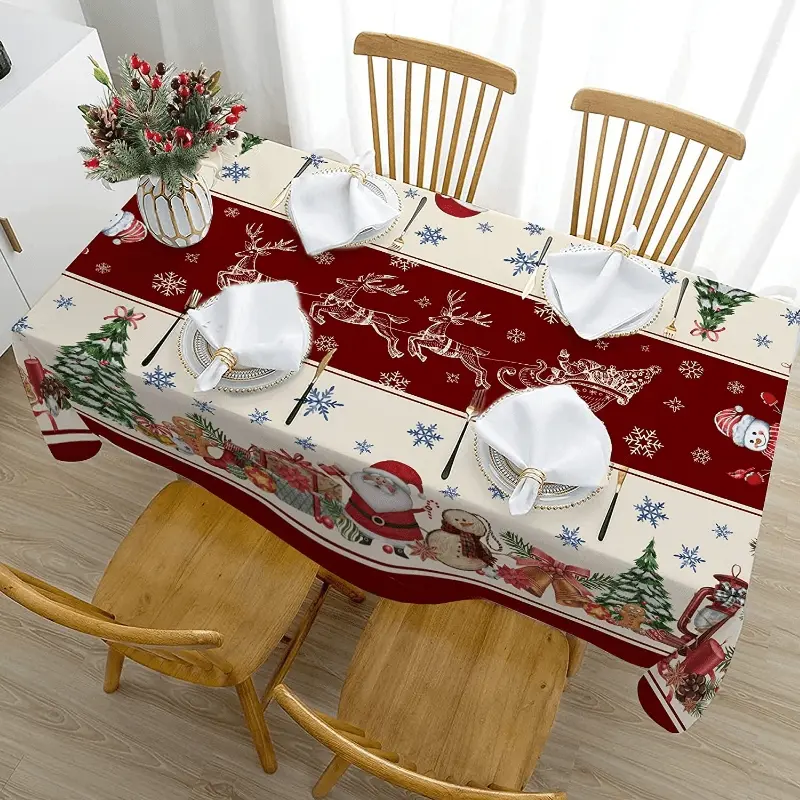 A Christmas themed tablecloth, home gathering tablecloth, rectangular dining table decoration tablecloth set, coffee tablecloth