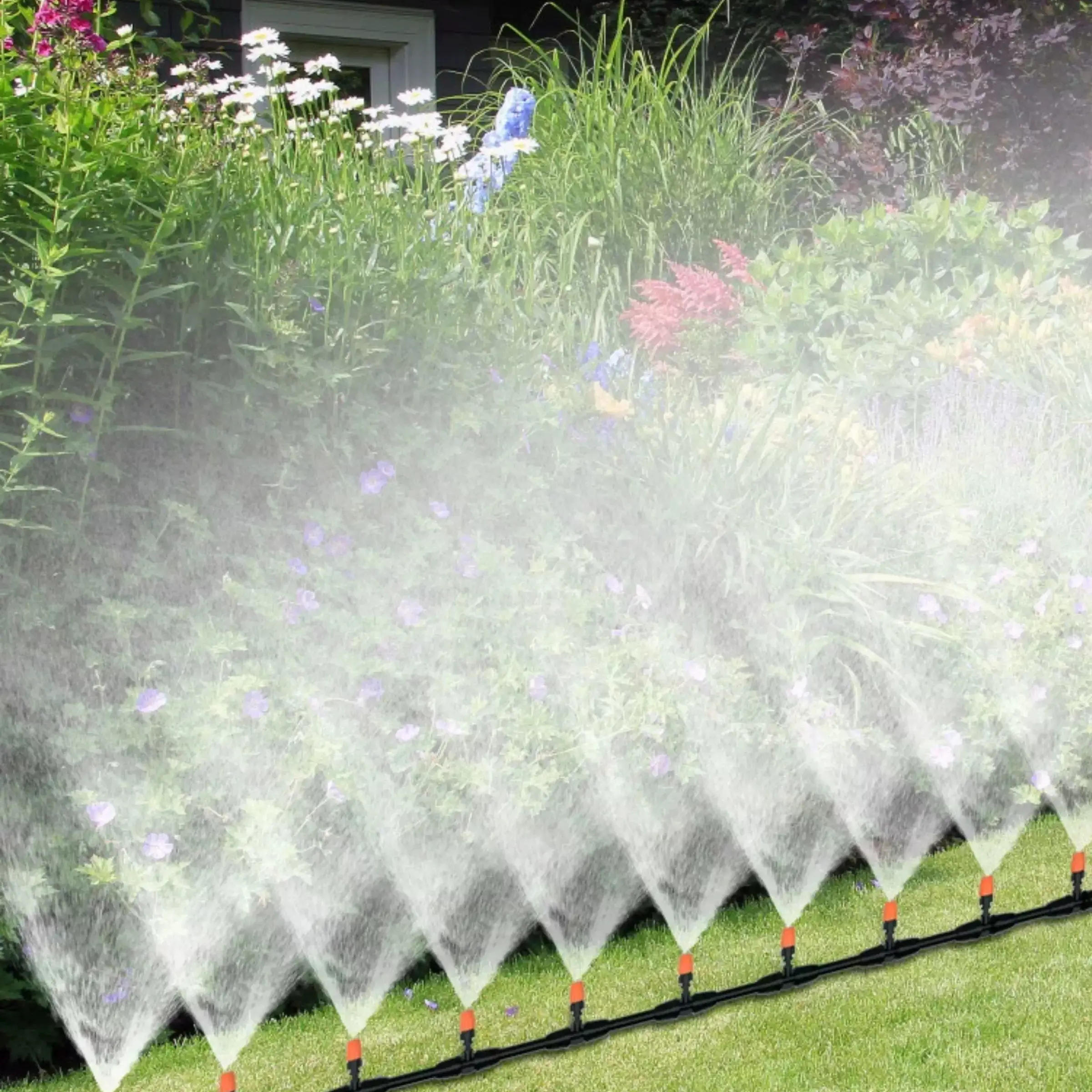 Outdoor Cooling Misting System - Garden Spray Irrigation Kit for Patio, Greenhouse, Plant Watering, Fine Mist Nozzles, Adjustable Flow, Easy Installation, Summer Cooling, Humidifying & Garden Care, Garden Water Sprinklers, Yard Sprinkler For Lawn