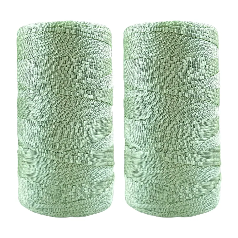 2-Pack Summer Flat Braid Yarn, 250g Per Ball, 2.5mm Width, 100% Polyester, Smooth Fiber, Anti-Pilling, DIY Crafting Material