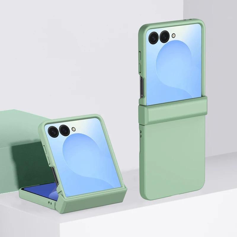 Fin Hinge Protective Solid Color Shockproof Folding Phone Case For Samsung Z Flip 7 6 5 4 3 ZFlip7 Flip6 Flip5 5G Hard PC Slim Cover