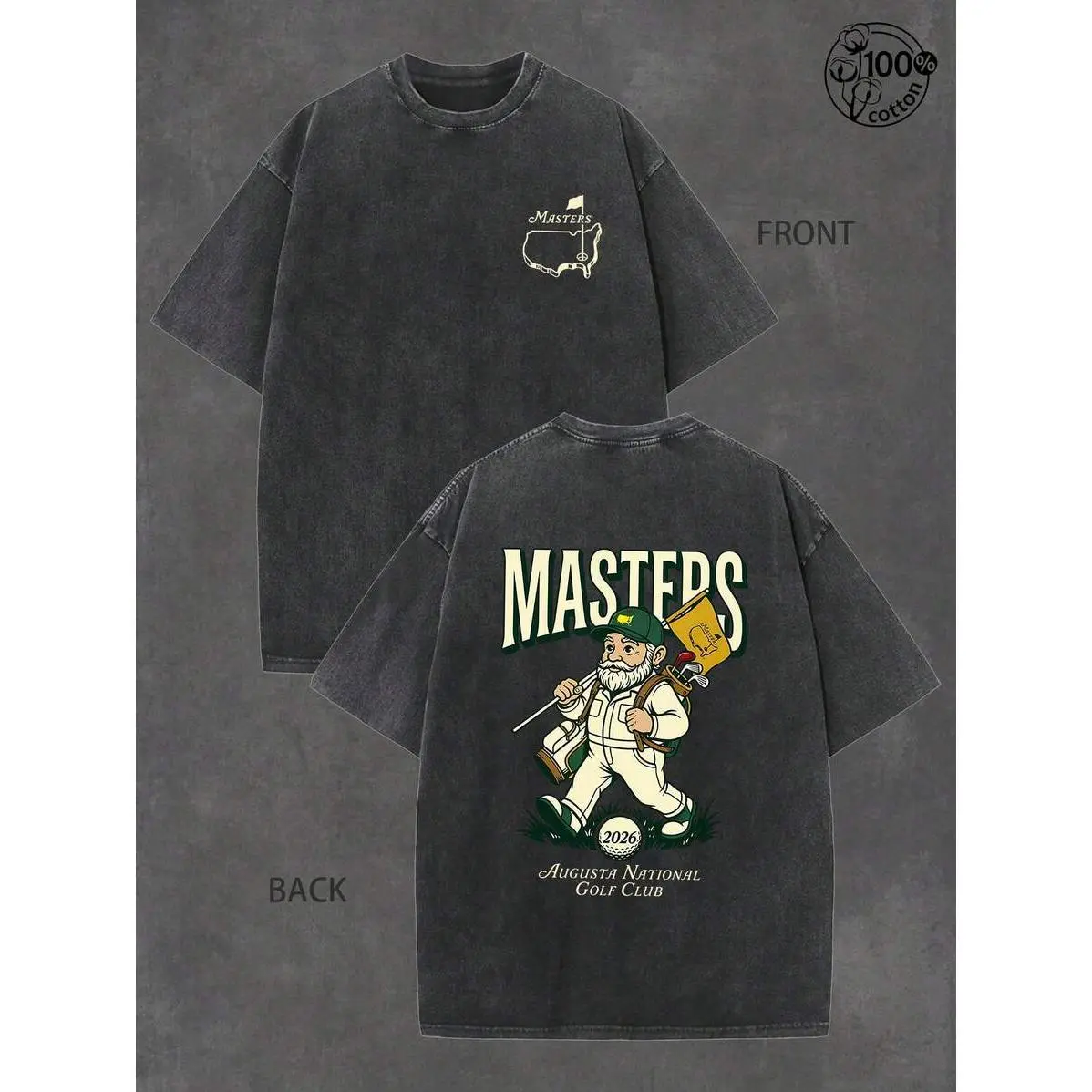 Masters 2026 Vintage Washed Short Sleeved Shirt, Augusta Masters Themed T-Shirt, Golf Shirt, Comfortable And Soft Fabric, Washable, Suitable For Daily Wear,