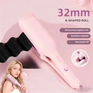 French Style 2025 New Upgrade 32MM French Wave Curling Iron 30W 3 Barrels Adjustable Temperatures Fast Heating 30 Seconds Auto Off Safety Lock Silicone Cover 1.6m Extension Cord for All Hair Types Beauty & Hair Styling Fashionable New Looks use dollar