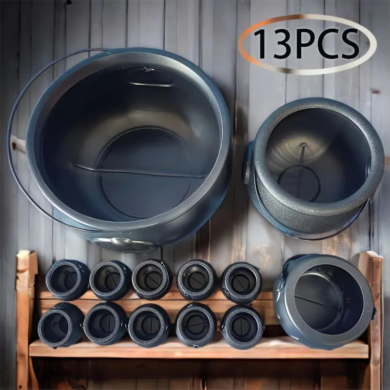 13-piece witch pot, black plastic witch bucket decorations, Halloween party props, gifts, packaging and storage supplies.