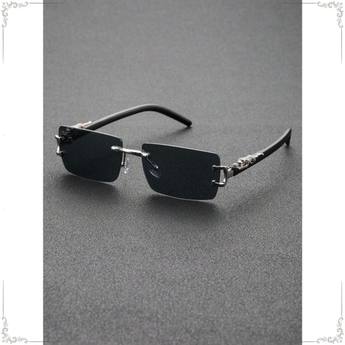 2 Pack Frameless Sunglasses Retro Decorative Glasses Leopard Luxury Metal Sunglasses For Travel Driving