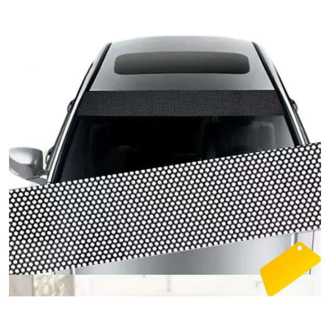 2 Pack Car Windshield Sunshade Vinyl Sticker - One-Way Perforated Window Tint Privacy Film, Adhesive Glass Wrap Roll for Heat Control & Sun UV ProtectionGift