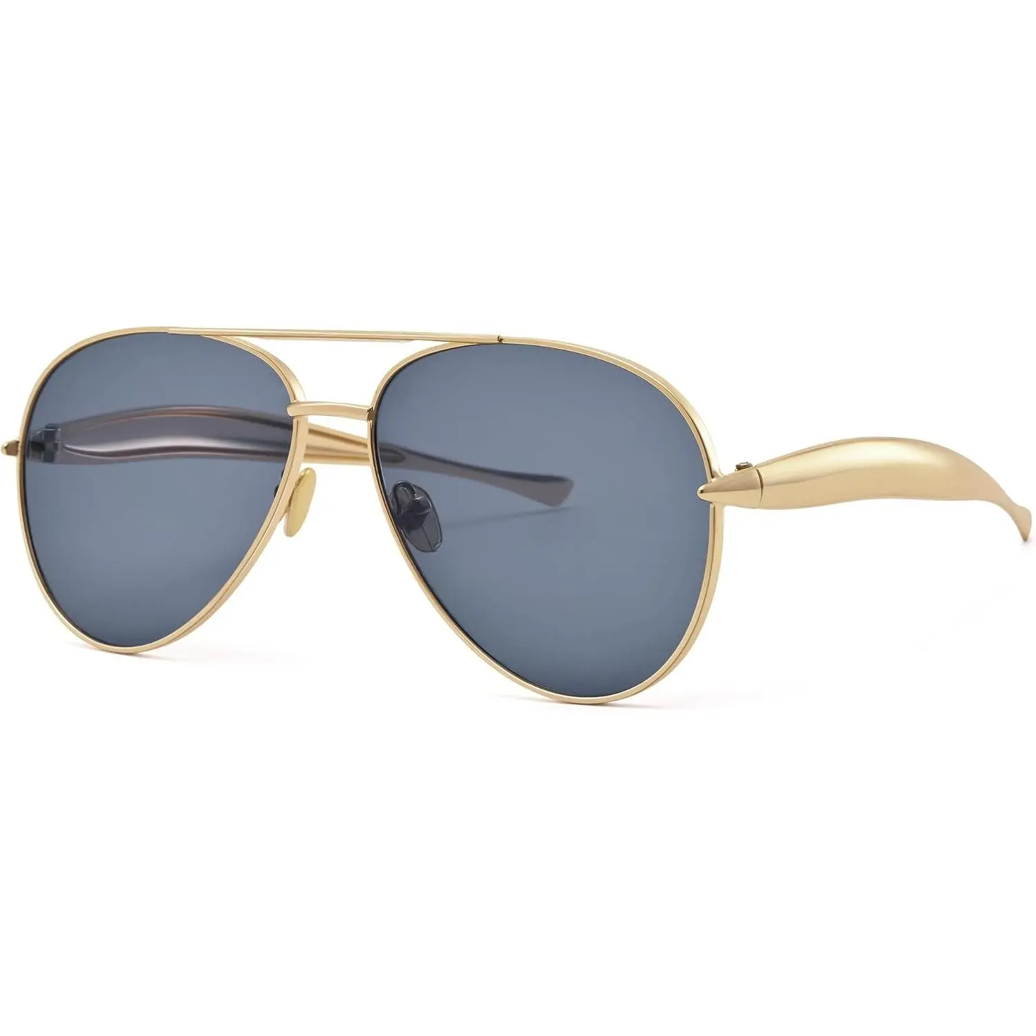 Retro Chic Aviator Sunglasses for Women and Men, 70s Oversized Metal Frame with Chunky Arms, 63mm UV Protection Lenses for Everyday Wear, Unisex