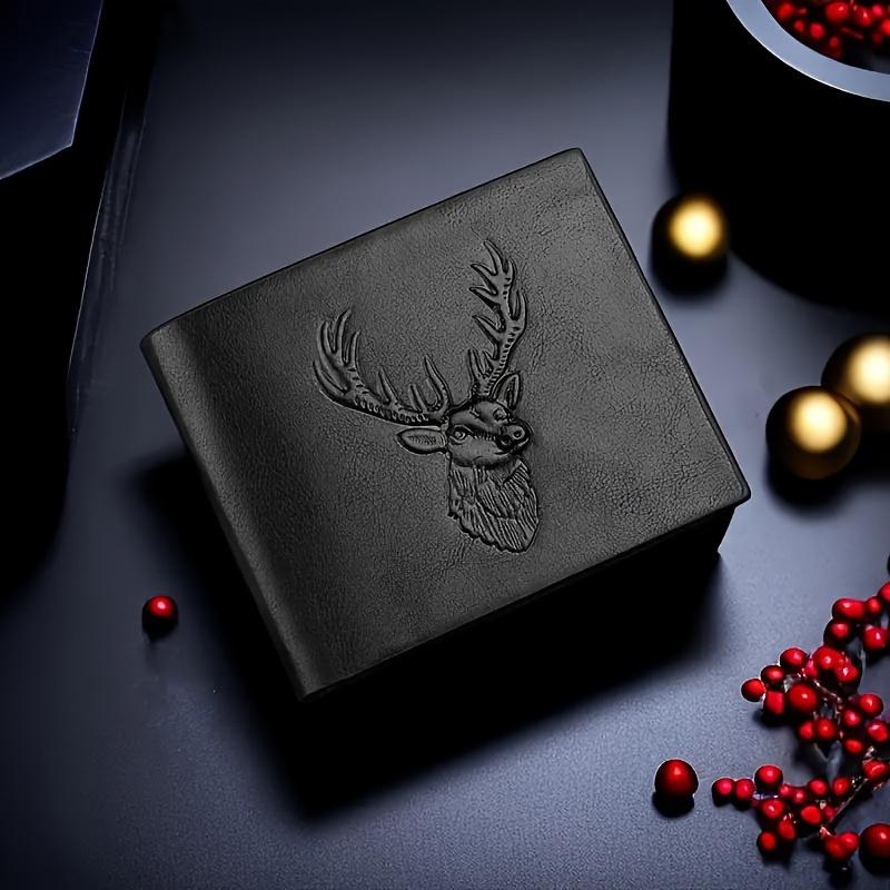 Christmas Men's Deer Head Pattern Wallet PU Leather Multi-Card Slot Men's Wallet Gift
