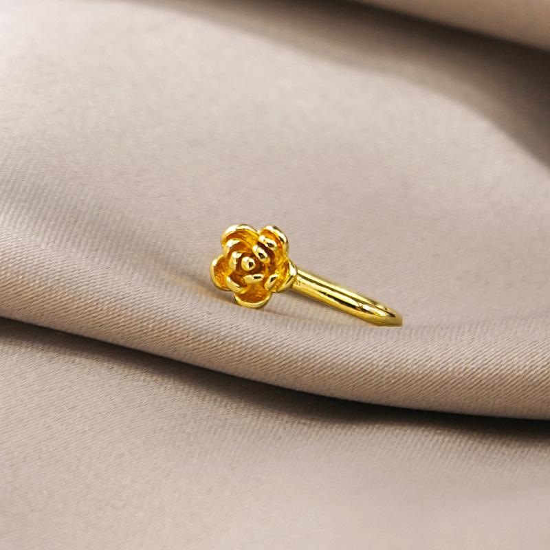 New star-shaped nose ring, simple U-shaped copper micro-inlaid non-piercing nose stud, trendy accessory