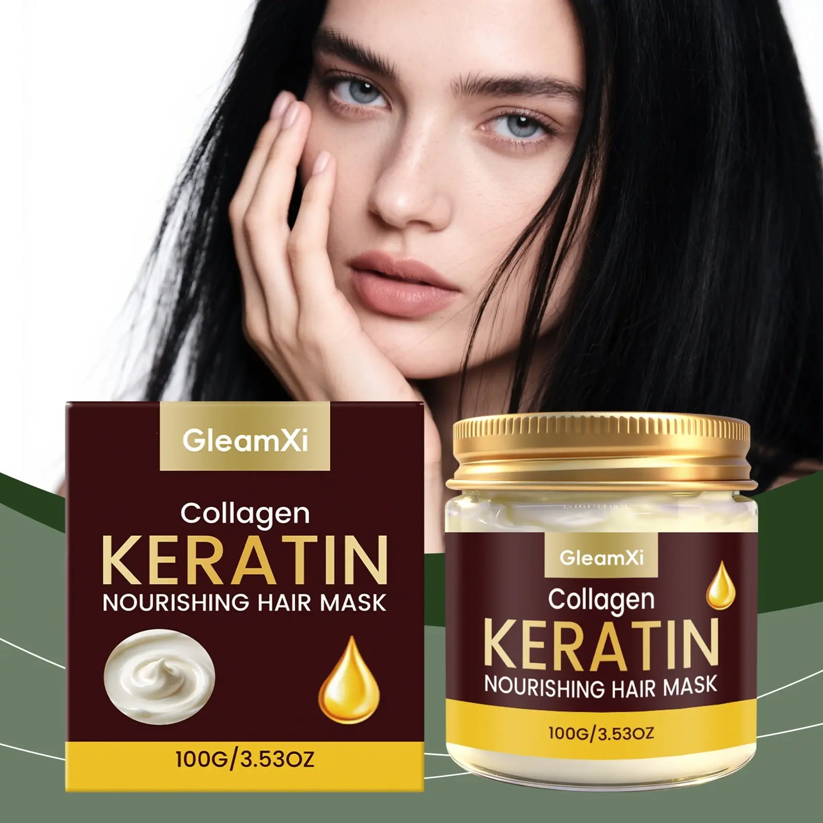Collagen Keratin Repair Hair Mask with Argan Oil, Rosemary & Vitamin E Deep Hydrating, Moisturizing Treatment, Natural Soft Hair for Dry Frizzy Bleached Damaged Hair, Peptide Split Ends Repair Boosts Hair Growth for All Hair Types