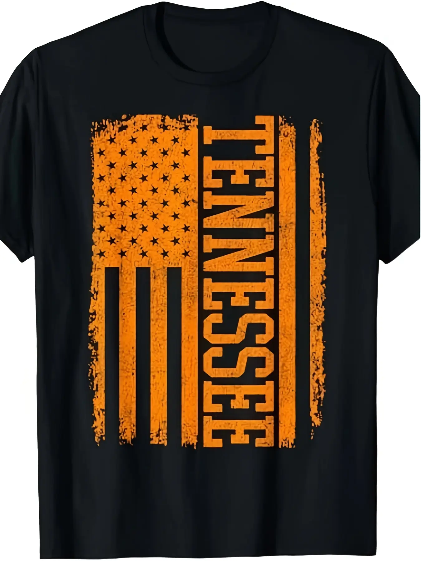 Unisex Vintage Tennessee TN Orange Graphic Tee - Polyester Casual Wear, Retro Varsity Drawing Design, 2026 New Style Sports Top, Holiday Gift for Casual Outings, Vintage Graphic Tees, American Sizes
