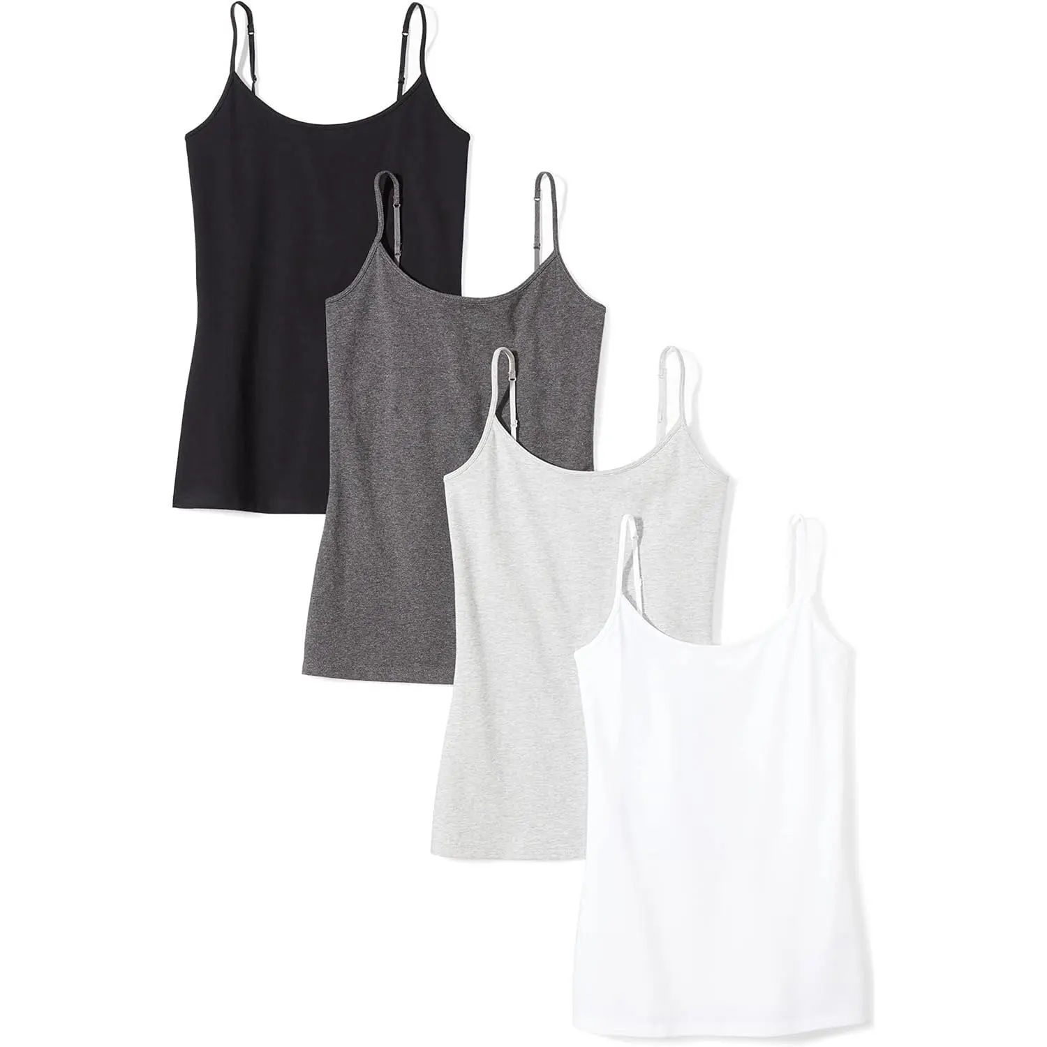4-Pack Women's Slim-Fit Camisole Tank Tops, Spaghetti Strap Undershirts for Layering, Casual Wear, Lounge and Everyday Outfits