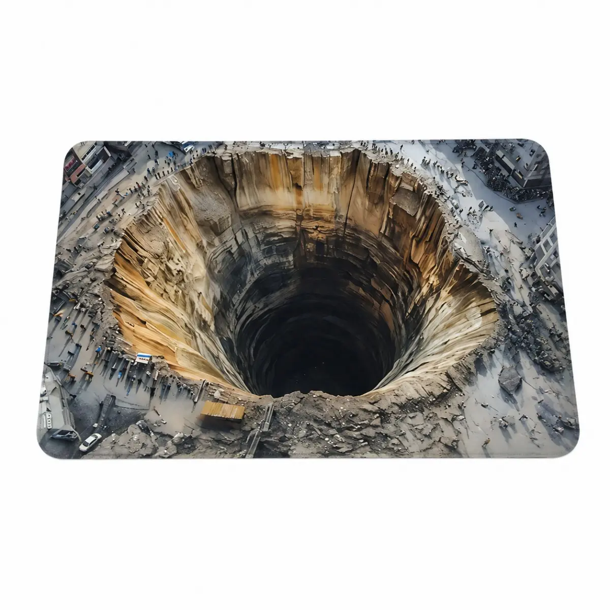 3D Illusion Sinkhole Floor Mat, Realistic Deep Hole Optical Illusion Rug, Funny Bathroom Bath Mat, Unique Home Decor Carpet for Shower Room, Bedroom, Living Room, Entryway Decoration Gift