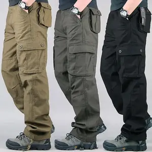 Tactical Cargo Pants Men Cotton Overalls Outdoor Work Trousers Big Size Clothing Camo Hiking Pants Green Menswear Gamis Pocket Baggy Beige Loose Oversize Oversized Plain sweatpants men