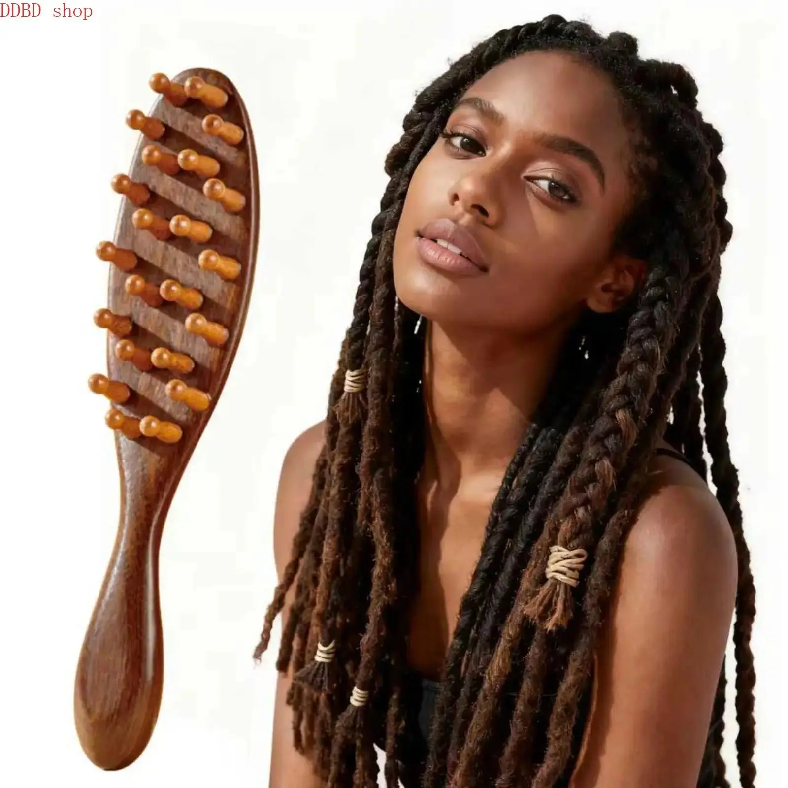 Natural Wooden Loc Comb - Lightweight Anti-Tangle Grooming Tool for Microlocs & Sisterlocs, Scalp Massage, Hair Product Application,sohochic