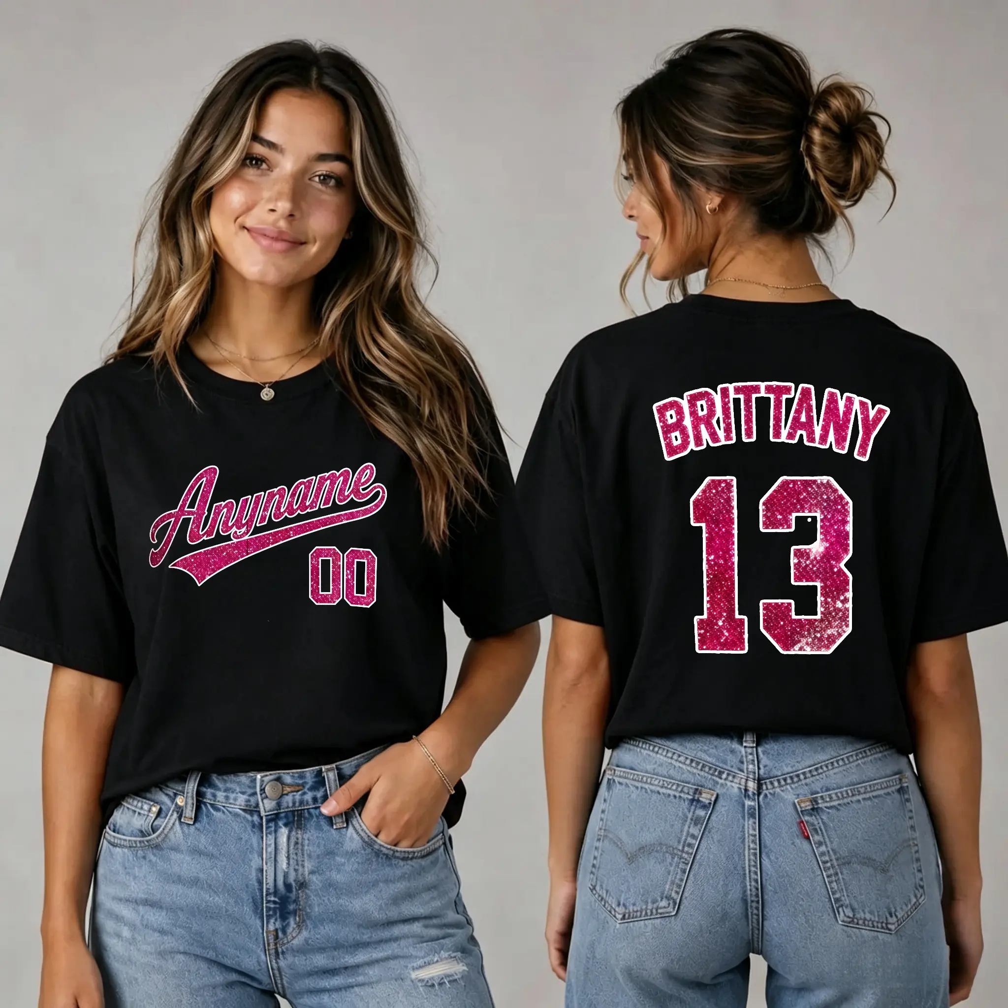 100% Cotton Baseball Mom Washed T-shirts, Custom Name And Number Glitter Print Design, # LittleLeague # LittleLeagueWorldSeries # LLWS2026 # LittleLeagueBaseball # LittleLeagueSoftball # PlayBall