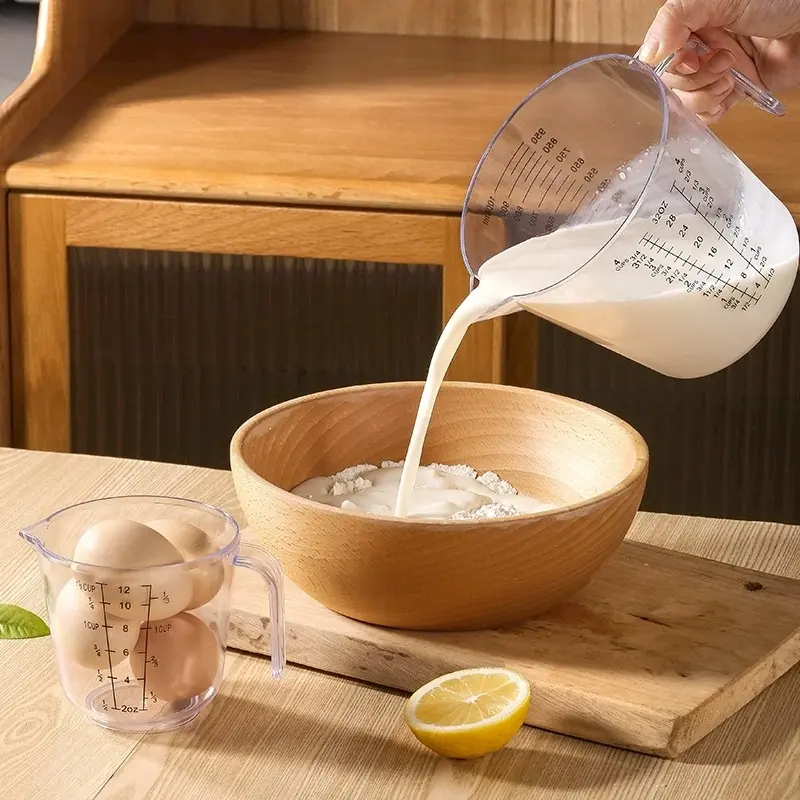 Baking Liquid Measuring Cups Set, Transparent Graduated PVC Scale, Durable Plastic Beakers, Essential Kitchen Tools for Baking and Cooking