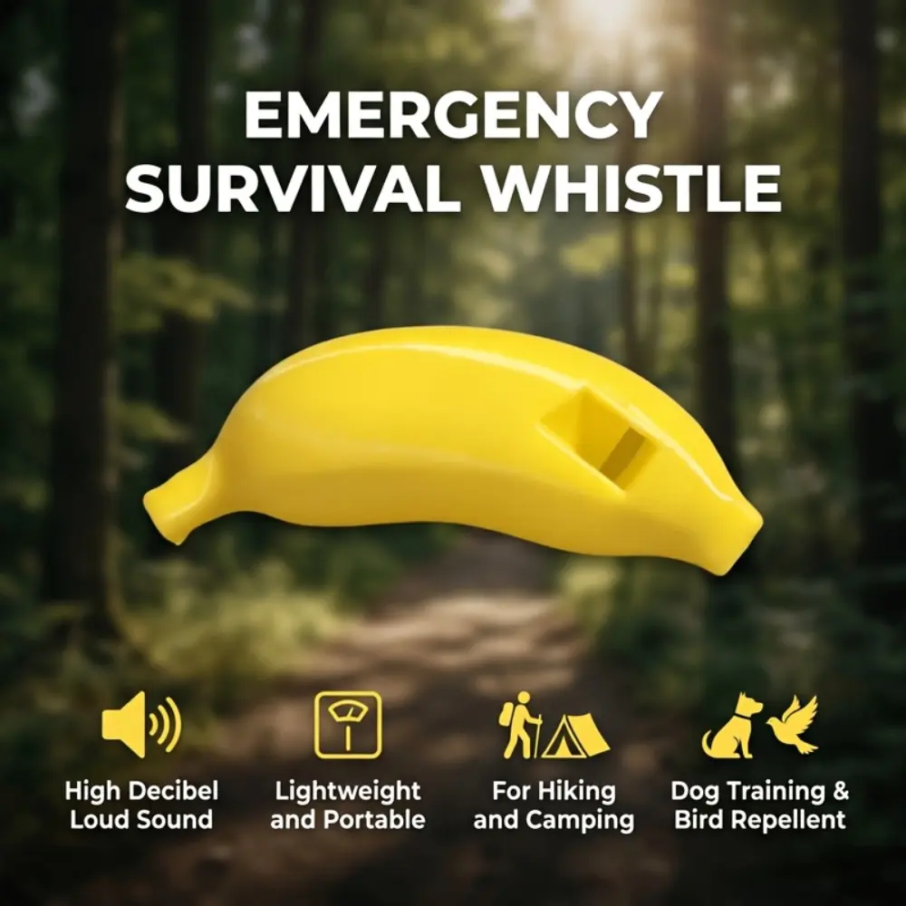 1Pc banana whistle, suitable for outdoor training, bird repelling device with falcon calling function, high-pitched long-distance sound, suitable for hiking, camping, repelling pests, dog training, farm orchard forest survival emergency tools