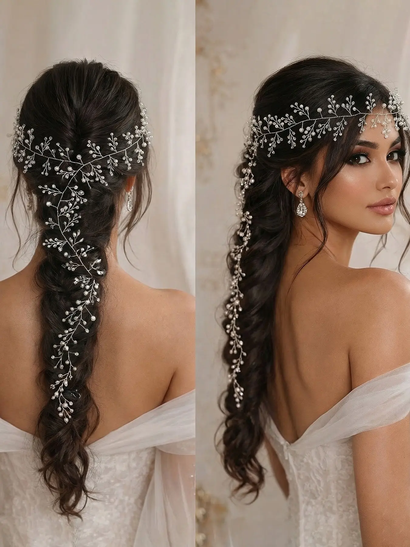 Elegant Pearl Crystal Hairband for Women, Bridal Headband, Versatile Bun and Curl Hairstyle Accessory, Perfect for Weddings, Parties, Vacations, Holidays, Gatherings