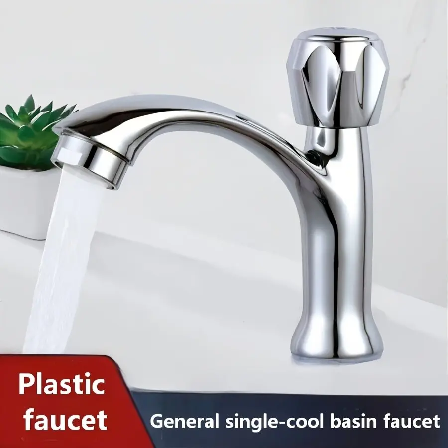 Silver Color Single Cold Water Faucet Set, Universal G1/2 Thread, Includes Waterproof Seal Band, Sink Basin Faucet, Easy Installation, Bathroom Faucets