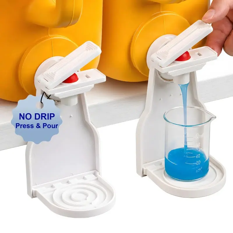 2pc Laundry Detergent Soap Dispenser Kit Set Cup Holder with Upgraded Nozzle, Drip Tray & Easy Switch, No Mess Liquid Organizer for Laundry Room