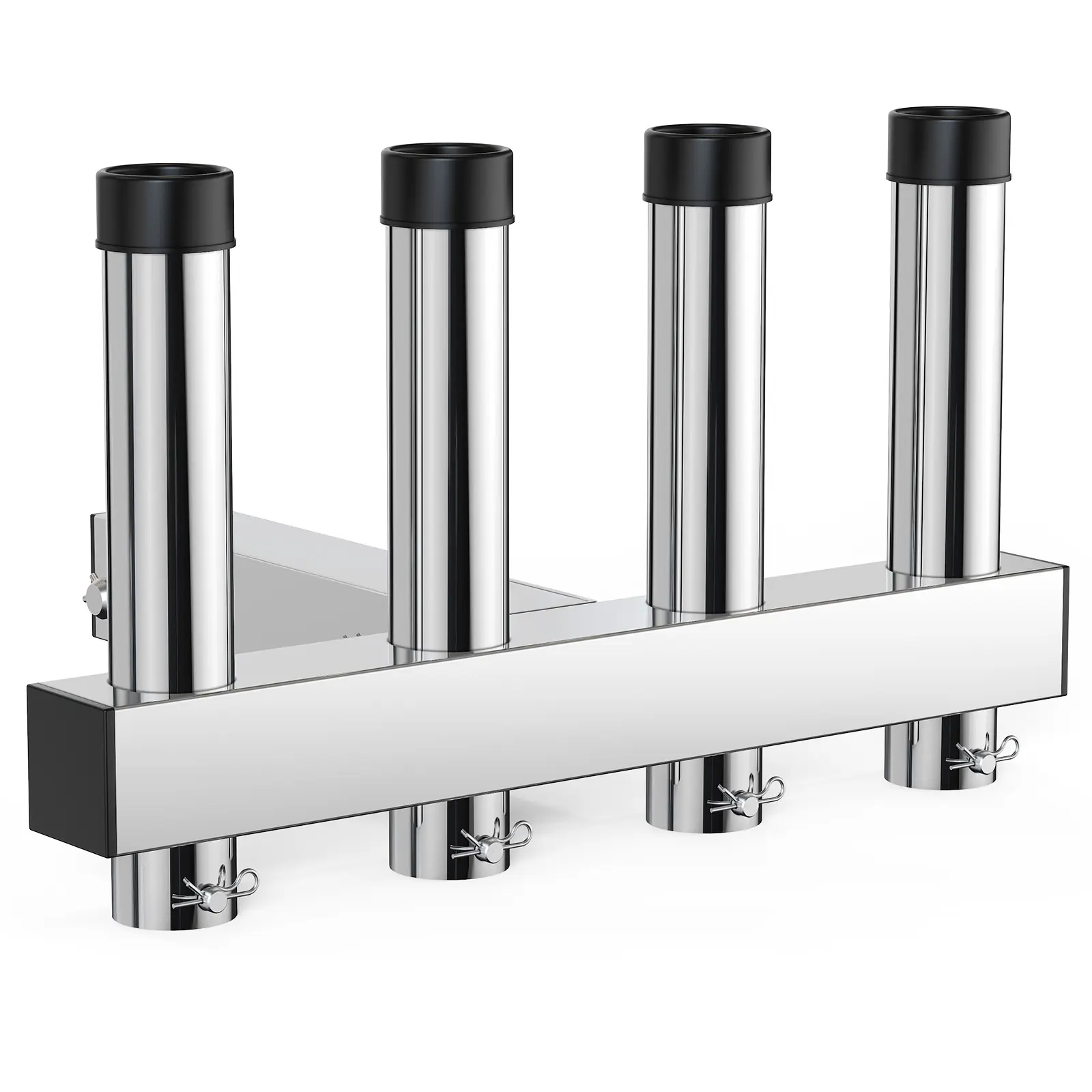 Stainless Steel 4-Rod Hitch Mount Fishing Rod Holder for Vehicles, Adjustable Angle with Quick Release Pins, Corrosion Resistant, 2-Inch Receiver Compatible, Secure Storage with R-Shape Fixing Pins