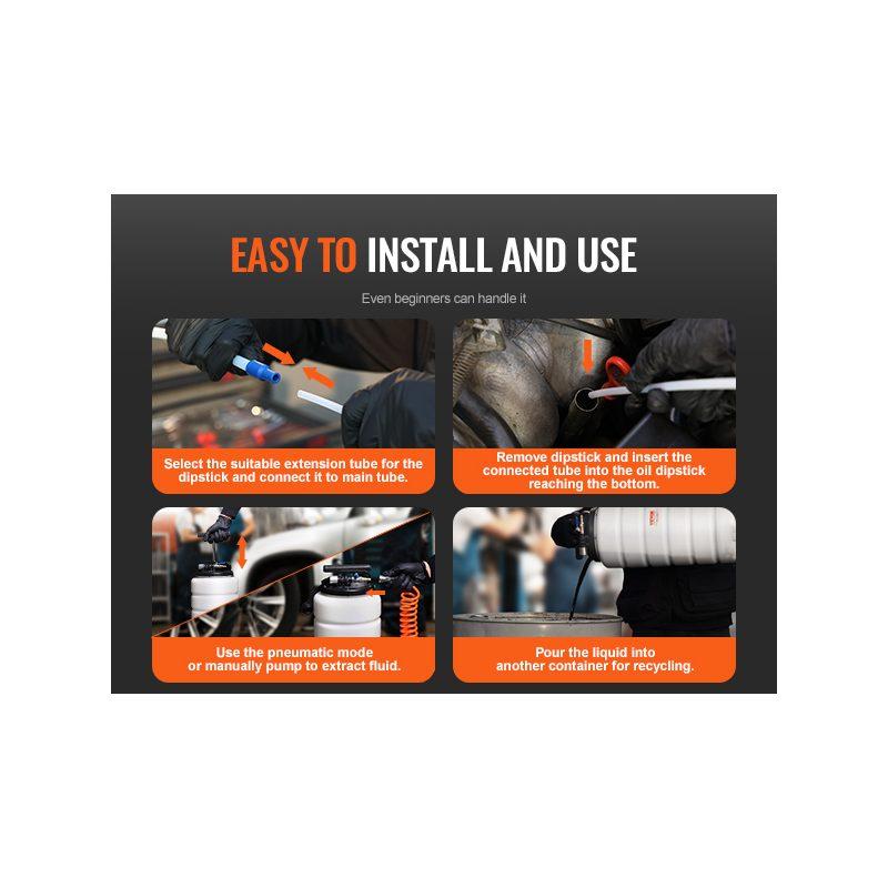 VEVOR Fluid Extractor, 4 Gallons (15 Liters), Pneumatic/Manual Oil Changer Vacuum Fluid Extractor with Dipstick and Suction Hose, Oil Extractor Change Pump for Automotive Fluids Vacuum Evacuation