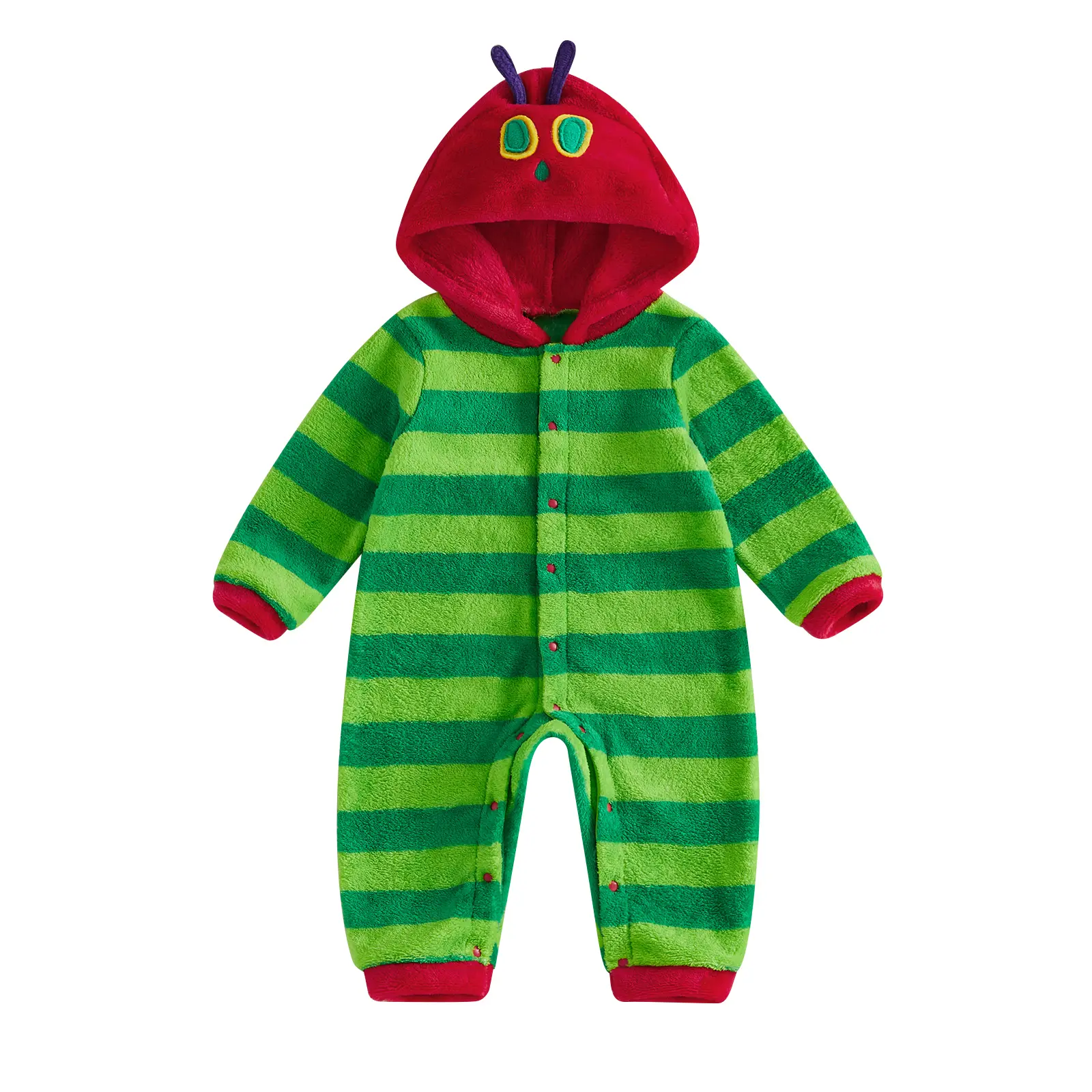 Toddler Baby Caterpillar Costume Plush Fleece Hooded Romper Jumpsuit for Halloween | Fleece Caterpillar Costume ,Unisex 0-18M fit for Halloween