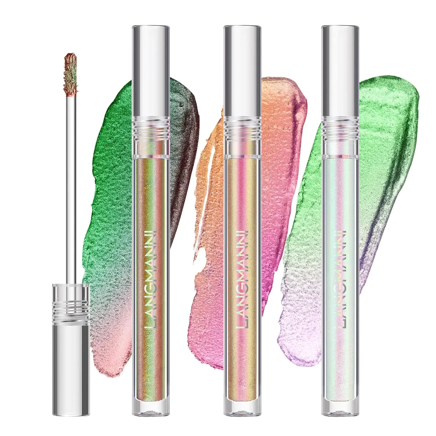 Metallic Liquid Chameleon Eyeshadows - Multi-Dimensional, Long-Lasting Holographic Glitter Multichrome Eye Makeup (#002+#006+#013), Multichrome Eyeshadow