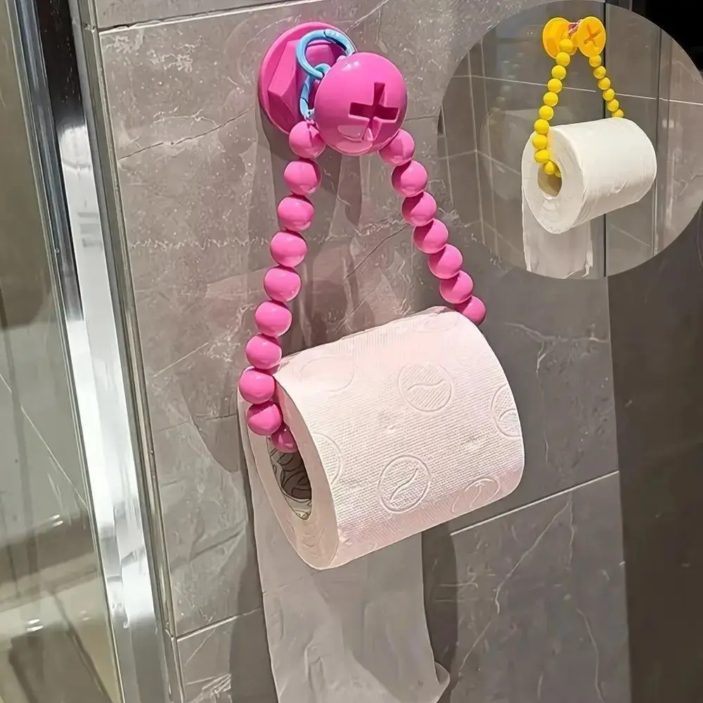 Pearl Chain Toilet Paper Holder, No Drill Wall Mount Space Saving Tissue Rack, Modern Decor Bathroom Accessory, Practical Bathroom Storage Organizer, Ideal Home & Holiday Gift