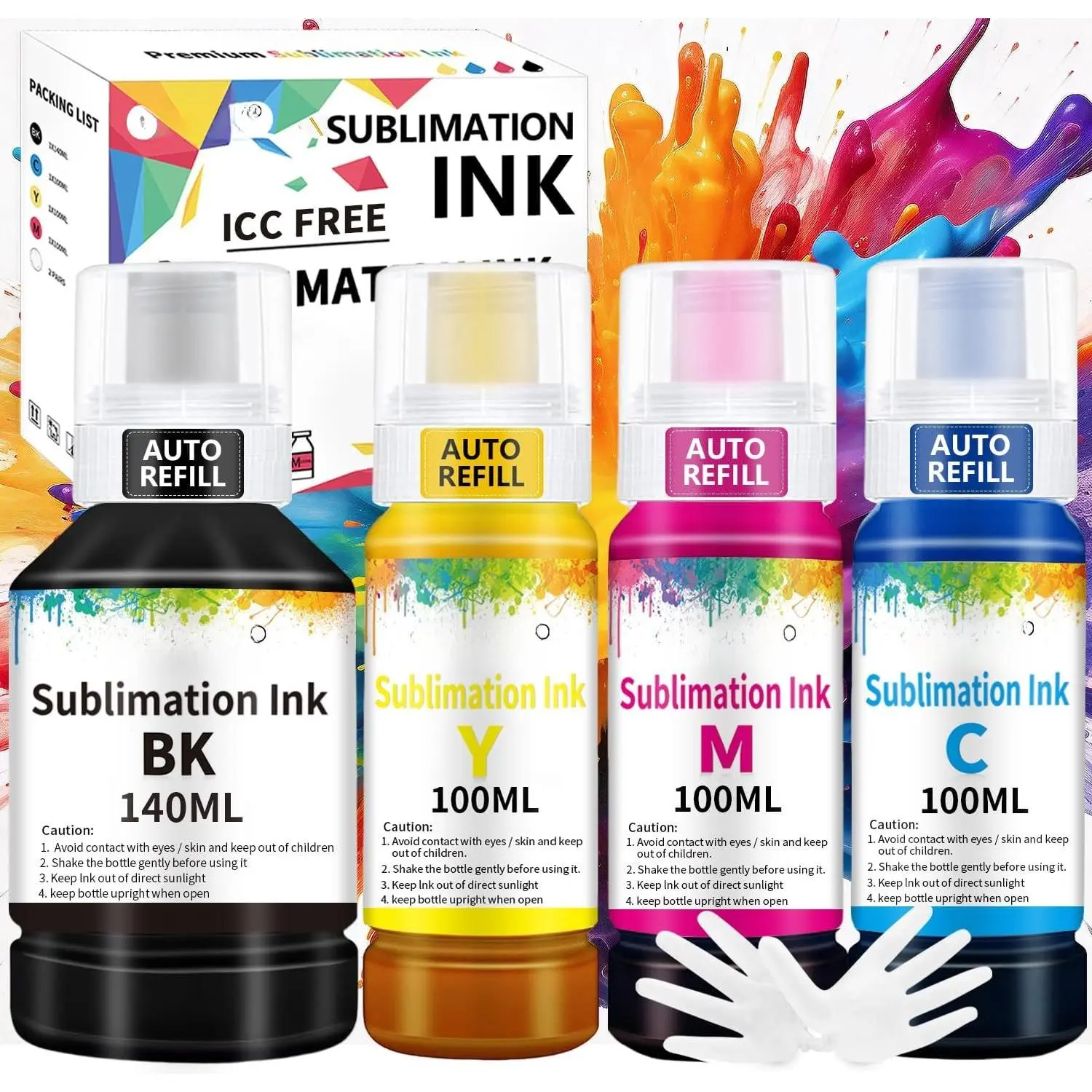 Sublimation Ink 440ML Auto Refill for ET-2800 ET-15000 ET-2803 ET4800 ET2400 ET8550 ET-2850 ET-4950 WF7710 WF-7820 etc.Inkjet Printers Heat Press Transfer  Mugs、Cloth、Phone Cases etc.