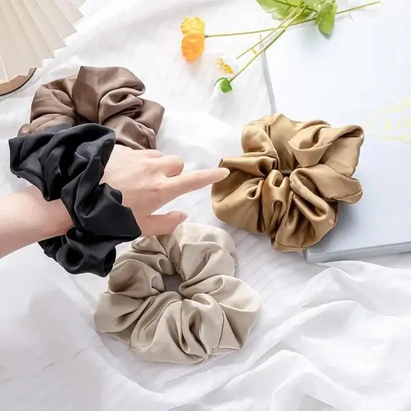 Lolalet Big Scrunchies for Women, 5.9 Inch Large Scrunchie, Soft/Giant Scrunchies Hair Ties for Thick & Curly Hair -4 Pack, All black