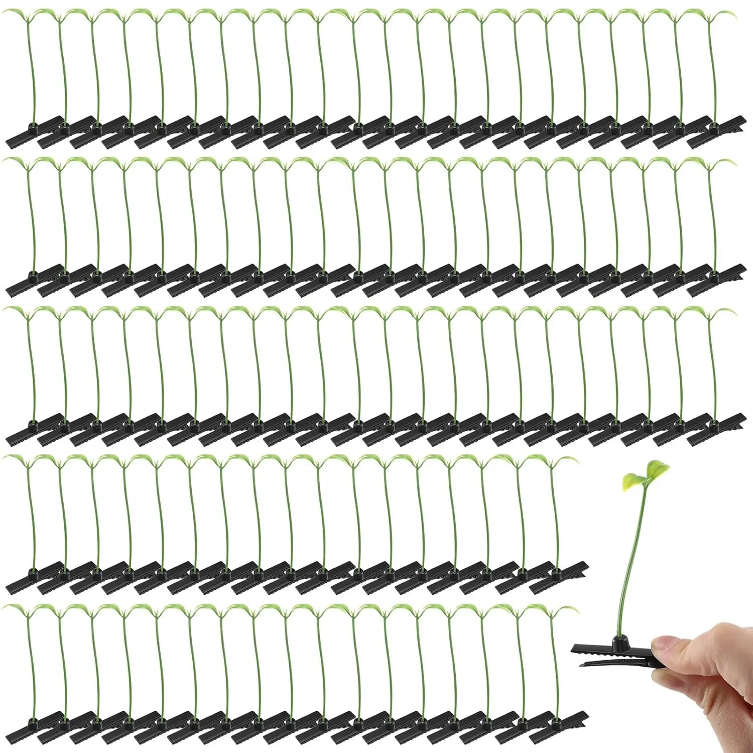 100-Piece Bean Sprout Hair Clips - Funny Plant Hairpins with Grass, Flower, Butterfly, Mushroom Designs - Classic Style Hair Accessories
