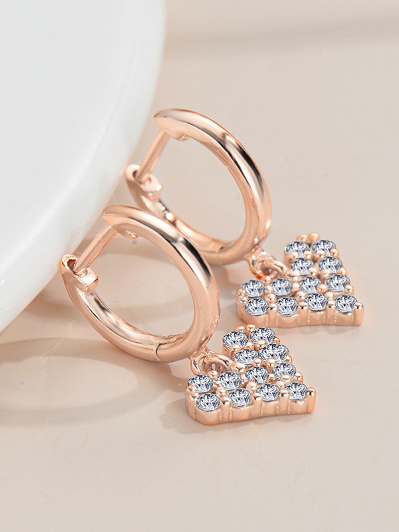 S925 Sterling Silver Heart Shaped Artificial Moissanite Decor Earrings, Elegant Jewelry for Women for Party, Daily Clothing Decor, Trendy All-match & Exquisite Jewelry for Gift, Valentine's Day, Gift