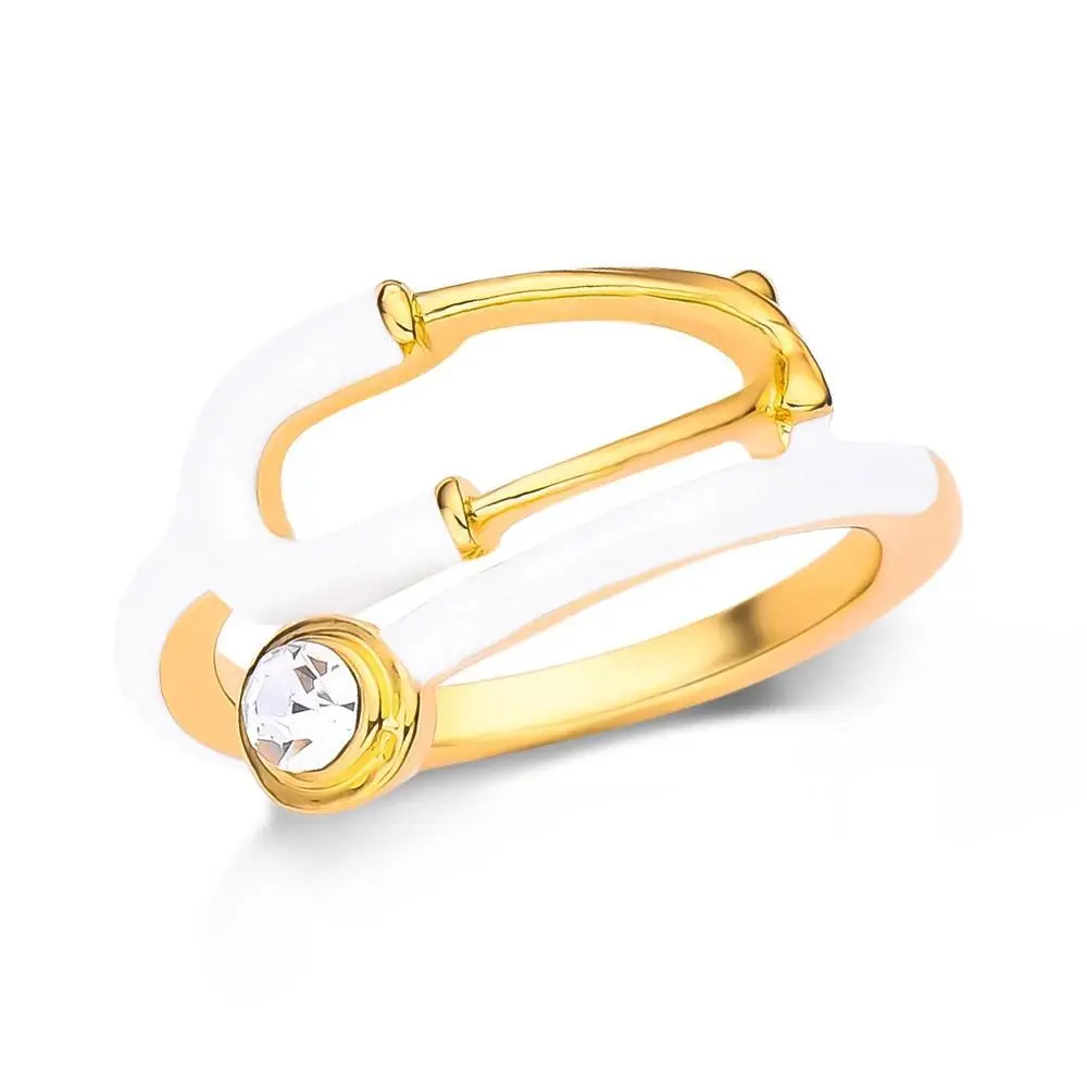 Hanreshe Medical Enamel Stethoscope Ring with Crystal Luxury Medicine Jewelry for Doctor Nurse Rings