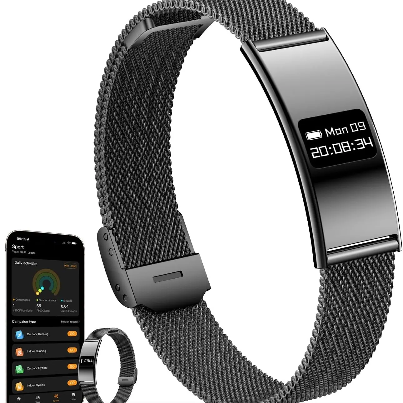 Unisex Smart Bracelet, Fitness Tracker with Heart Rate, Blood Oxygen, Sleep Monitoring, Waterproof, Multiple Sports Modes, Android/iOS Compatible