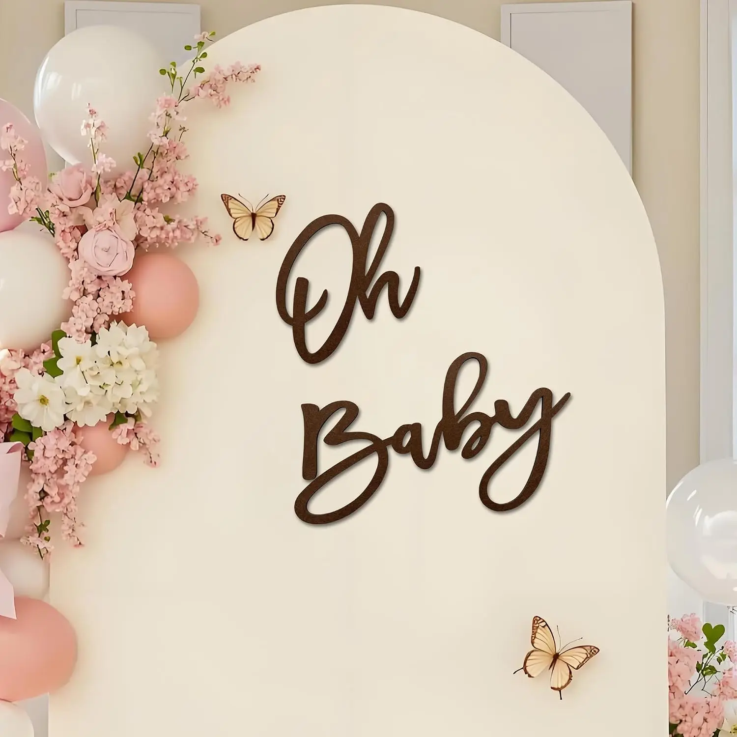 Oh  Sign for Backdrop -  Felt  Shower Letter Sign, Photo- Decor for , 1st Birthday & Arch Backdrop, Easy to Install &  Party Decoration - Brown