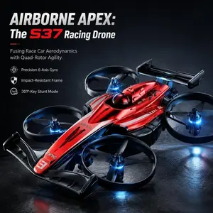 S37 RC Drone Toy with LED Lights – Remote Control Flying Quadcopter Aircraft for Kids | Gravity Sensor Racing Drone Helicopter Toy Gift for Boys & Girls Age 6+